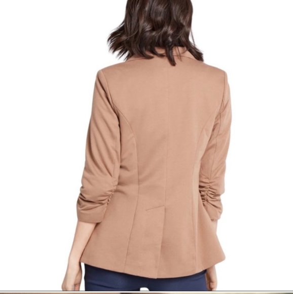 ModCloth Fine and Sandy Blazer in Khaki (Tan) One Button 3/4 Sleeves Size 4X - Picture 2 of 12